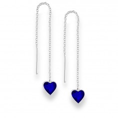 Long Hearts (Blue) - Cercei argint