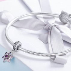 Pink Spring Flower - Talisman argint 2