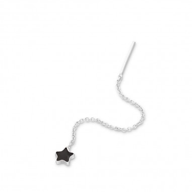 Long Stars (Black) - Cercei argint