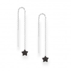 Long Stars (Black) - Cercei argint