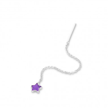 Long Stars (Purple) - Cercei argint