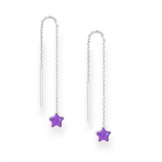 Long Stars (Purple) - Cercei argint