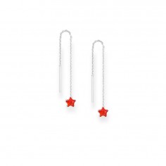 Long Stars (Red) - Cercei argint