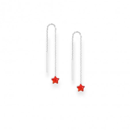Long Stars (Red) - Cercei argint