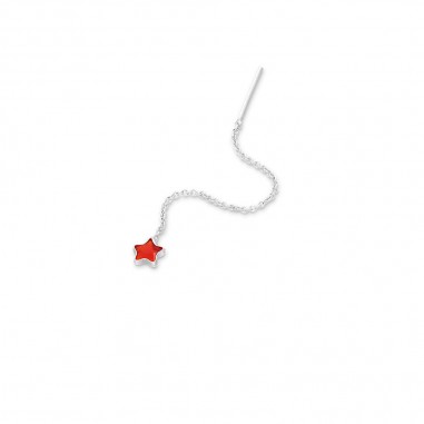 Long Stars (Red) - Cercei argint