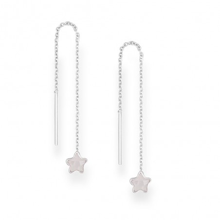 Long Stars (White) - Cercei argint