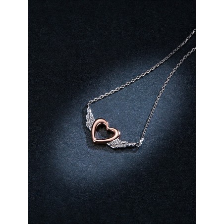 Heart with Wings - Colier argint Rose Gold