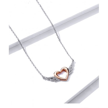 Heart with Wings - Colier argint Rose Gold