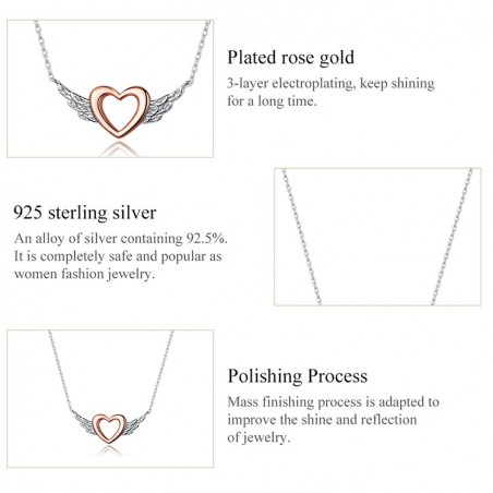 Heart with Wings - Colier argint Rose Gold