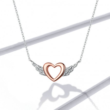 Heart with Wings - Colier argint Rose Gold