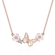 Dancing Butterfly - Colier argint Rose Gold