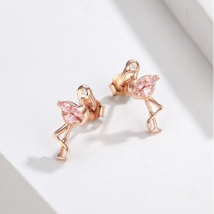 Flamingos - Cercei argint rose gold 2