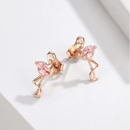 Flamingos - Cercei argint rose gold