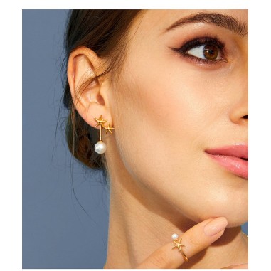 Gold Starfish - Cercei argint