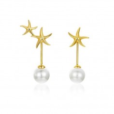 Gold Starfish - Cercei argint