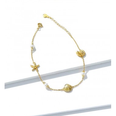 Gold Starfish - Bratara argint