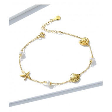 Gold Starfish - Bratara argint