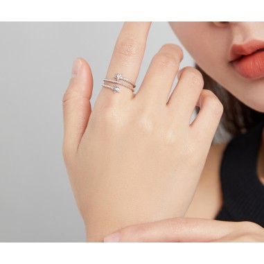 Double Star - Inel argint reglabil