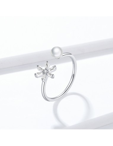 Crystal Snowflake - Inel argint reglabil