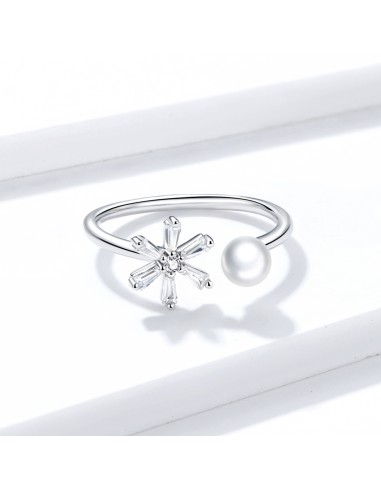 Crystal Snowflake - Inel argint reglabil