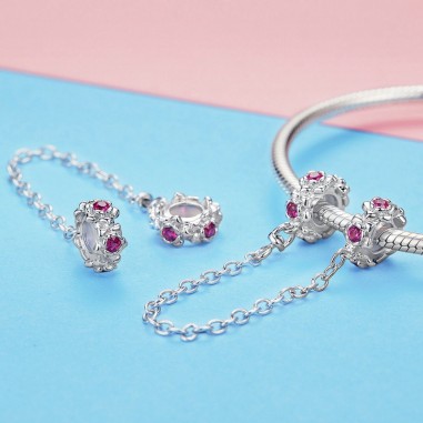 Flower Garland - Lant de siguranta argint