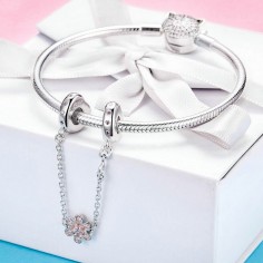 Heart and Flower - Lant de siguranta argint 2