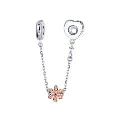 Heart and Flower - Lant de siguranta argint
