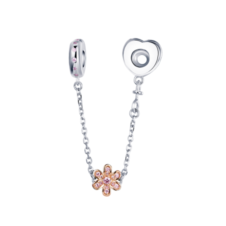 Heart and Flower - Lant de siguranta argint