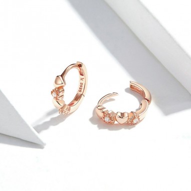 Heart to Heart - Cercei argint Rose Gold