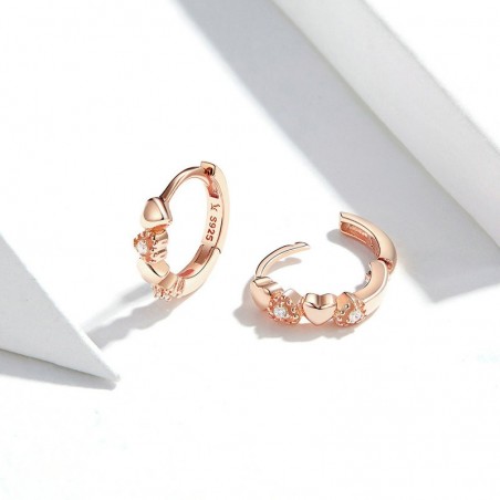 Heart to Heart - Cercei argint Rose Gold