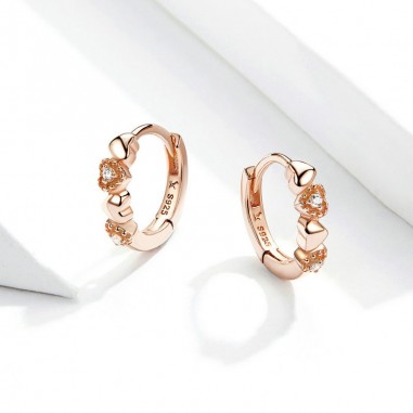 Heart to Heart - Cercei argint Rose Gold