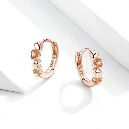 Heart to Heart - Cercei argint Rose Gold