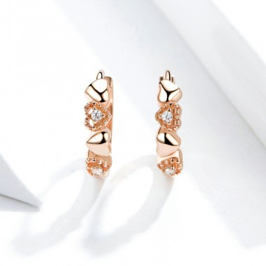 Heart to Heart - Cercei argint Rose Gold