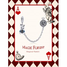 Rabbit and Clock - Lant de siguranta argint 2