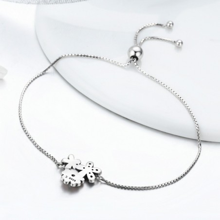 Pink Cherry Flower - Bratara argint