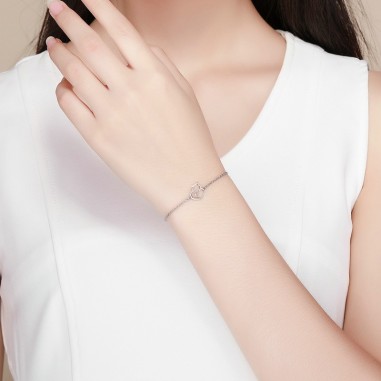 Cat and Heart - Bratara argint