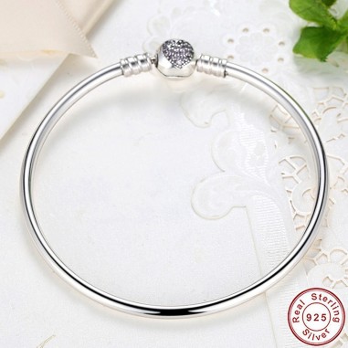 Pink Heart - Bratara talismane argint fixa