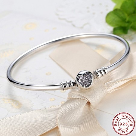 Pink Heart - Bratara talismane argint fixa