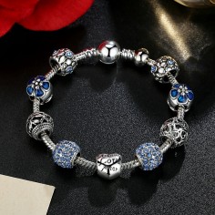 Love and Flowers (blue) - Set bratara si talismane 2