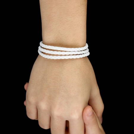 Bratara piele inchizatoare magnetica -  White