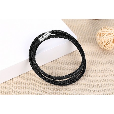 Bratara piele inchizatoare magnetica -  Black