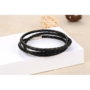 Bratara piele inchizatoare magnetica -  Black