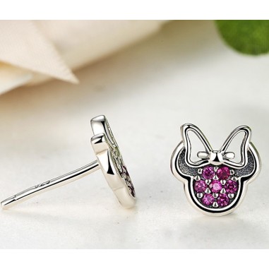 Minnie Mouse - Cercei argint Rose Gold