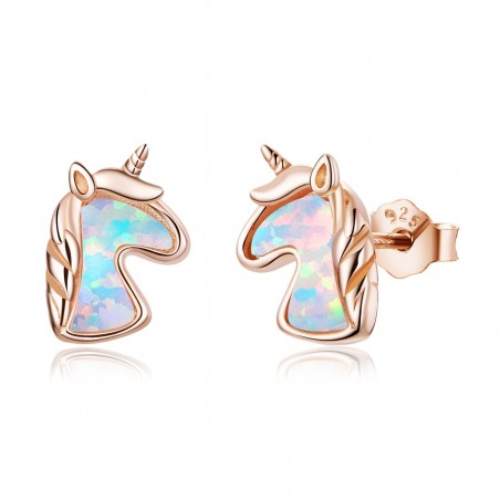 Opal Unicorn - Cercei argint rose gold