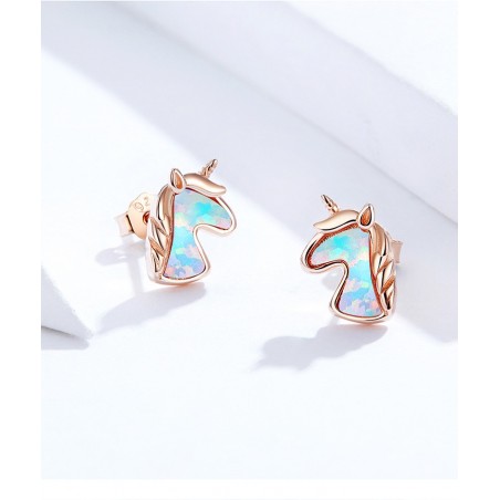 Opal Unicorn - Cercei argint rose gold
