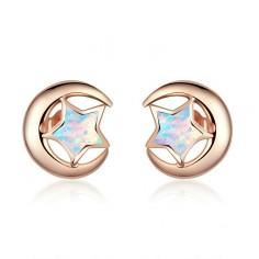 Moon and Star - Cercei argint rose gold