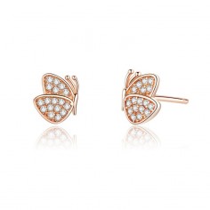 Butterflies in Love - Cercei argint rose gold