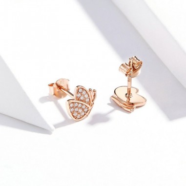 Butterflies in Love - Cercei argint rose gold