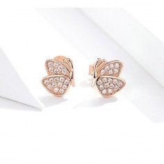 Butterflies in Love - Cercei argint rose gold 2