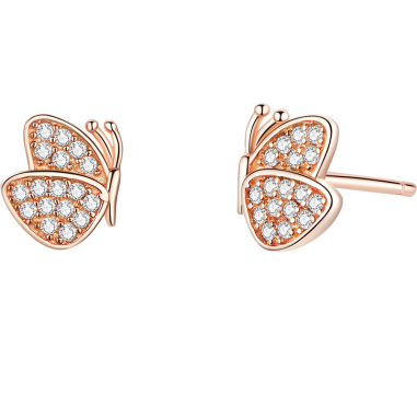 Butterflies in Love - Cercei argint rose gold
